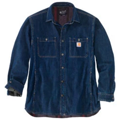 Carhartt - Denim Fleece Lined Snap Front Shirt - Chemise -Magasin De Vêtements D'Extérieur carhartt denim fleece lined snap front shirt chemise 1